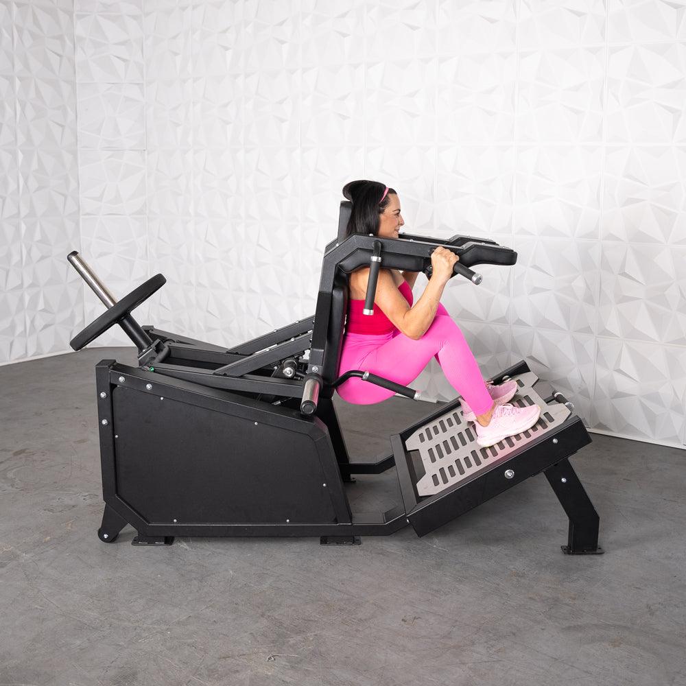 Excel Glute Line Hack Squat / V-Squat / Front Squat Machine – 3-in-1 Lower Body Strength Trainer by Muscle D Fitness