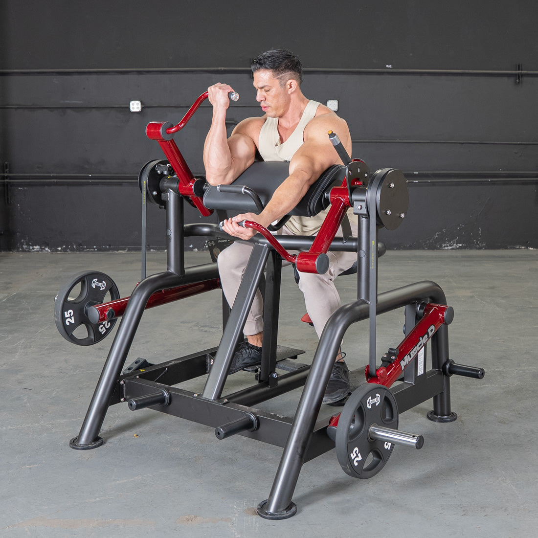 Power Leverage V2 Iso-Lateral Biceps Curl / Preacher Curl by Muscle D Fitness – Commercial Grade Arm Strength Machine