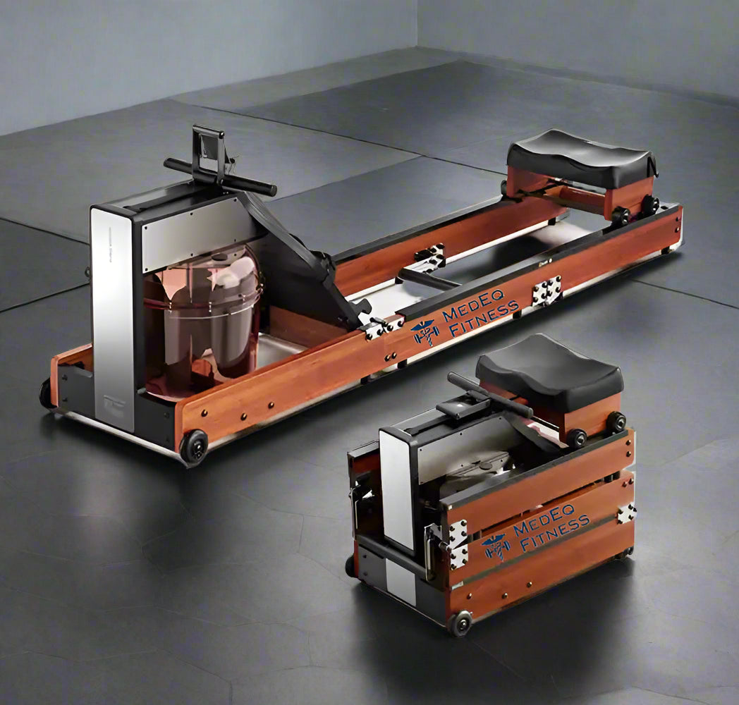 Compact Wooden Rowing Machine with Water Resistance