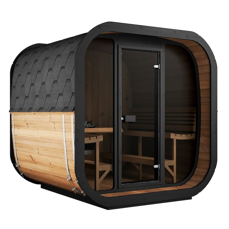 SaunaLife CL7G Cube-Series Outdoor Home Sauna Kit – Luxury Thermo-Spruce Sauna with Wi-Fi LED Lighting