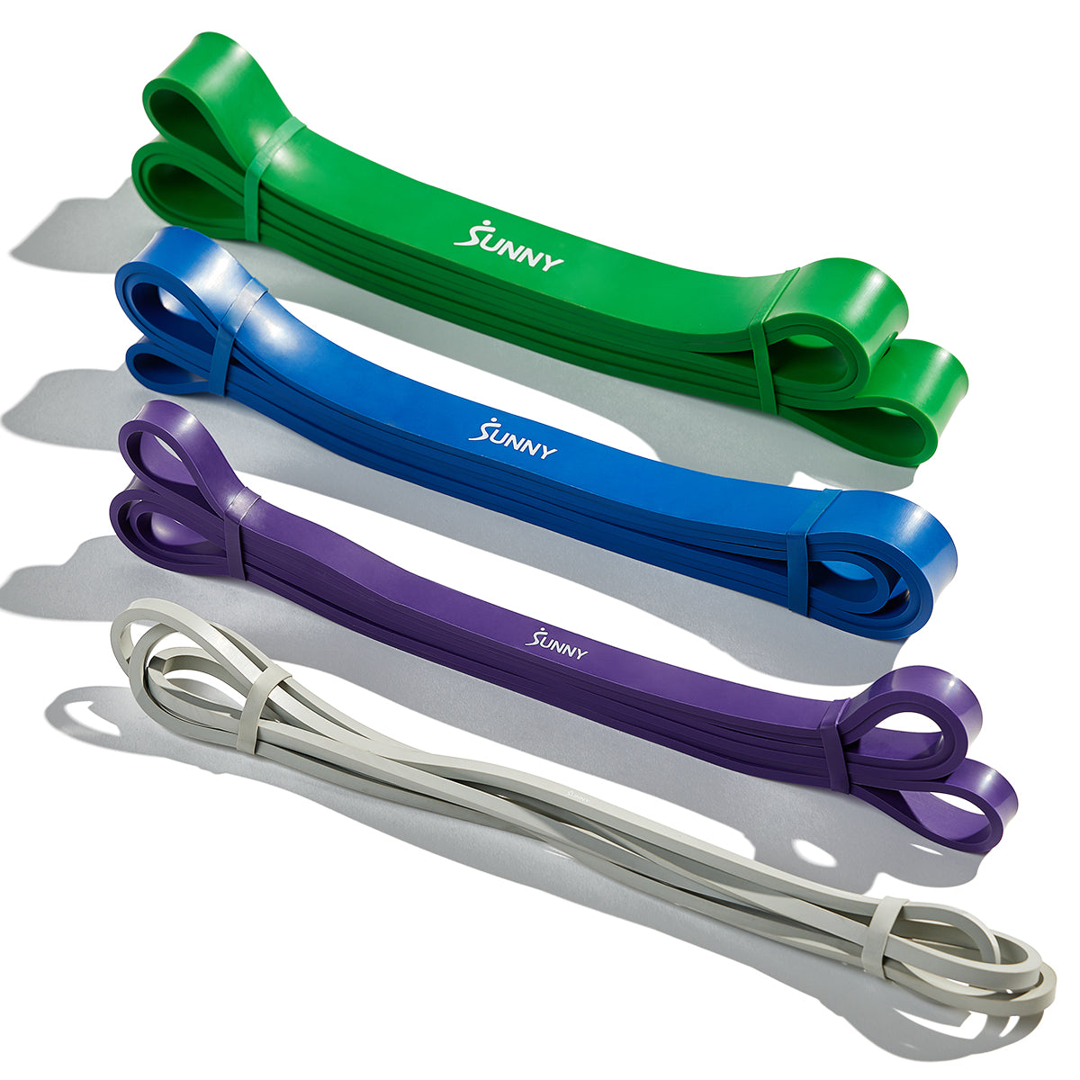 Sunny Health & Fitness Strength Training Resistance Band Combo – Light, Medium & Heavy