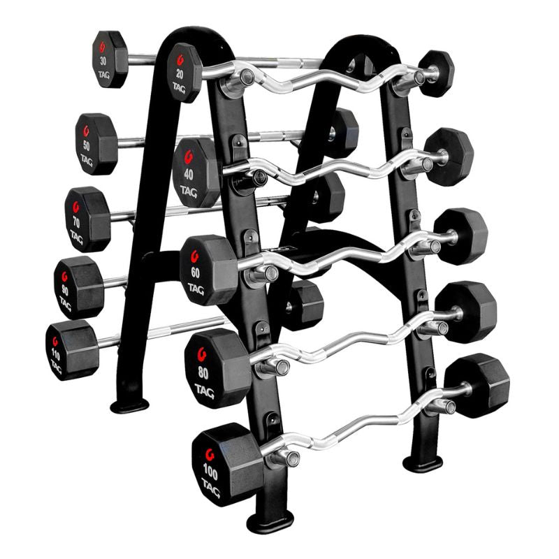 TAG Fitness 10-Unit Fixed Barbell Rack – Heavy-Duty Commercial Barbell Storage