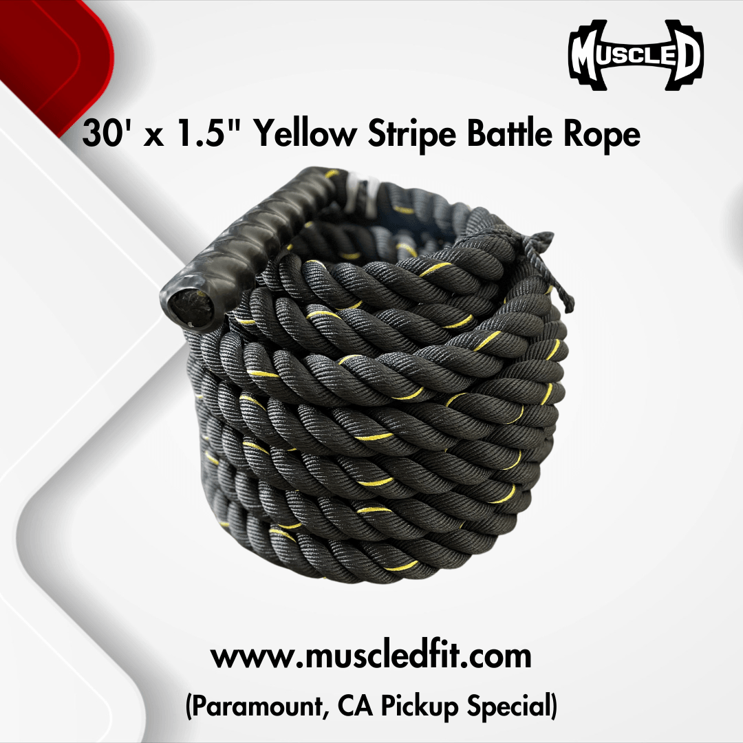 Muscle D 30' x 1.5" Yellow Stripe Battle Rope