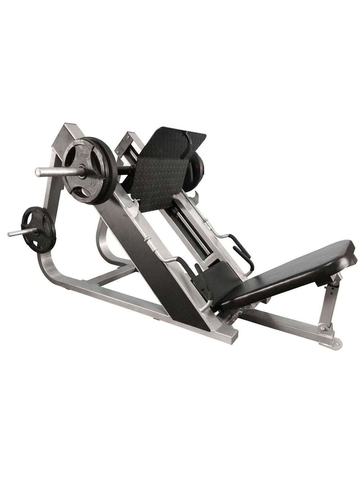 45-Degree Compact Leg Press - Muscle D Fitness - Space Saving Design, Plate Loaded, Adjustable Back Pad
