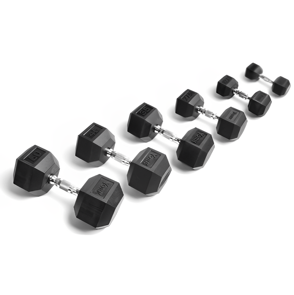 York Barbell Rubber Hex Dumbbell Set